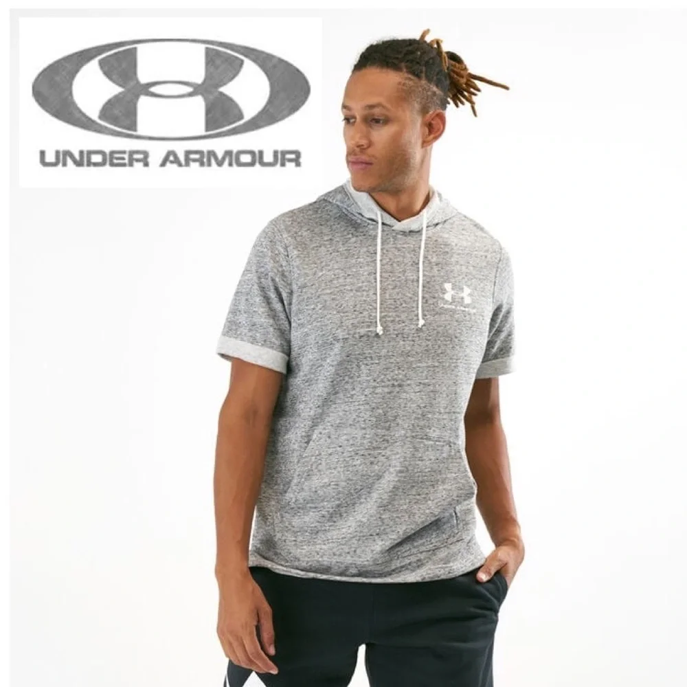 Hoodie Sweatshirt Lightweight Short Sleeve Athletic Wear Gray Mens Size Large